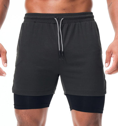 Men'S Running Shorts Quick Dry Workout Gym Shorts Athletic 2-In-1 Stealth Shorts Outdoor Short for Men with Pockets